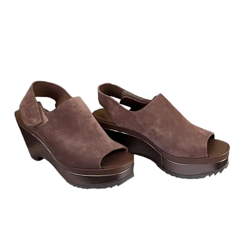 Pedro Garcia Felipa taupe Suede Platform Sandals NEW 6.5